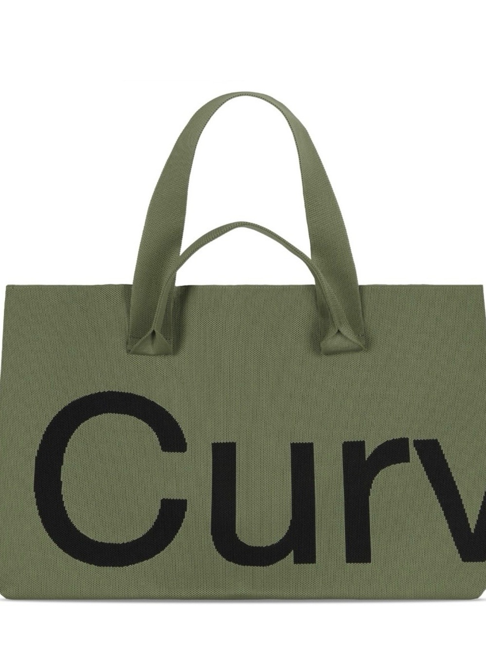 Curves Two-Tone Knit Tote (Olive/Lime)